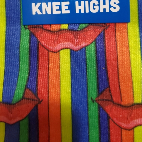 Cute Air Heads Knee High Rainbow 🌈 Multicolor 2 Pair Socks 9-11 Unisex Men/Wo - Picture 4 of 7